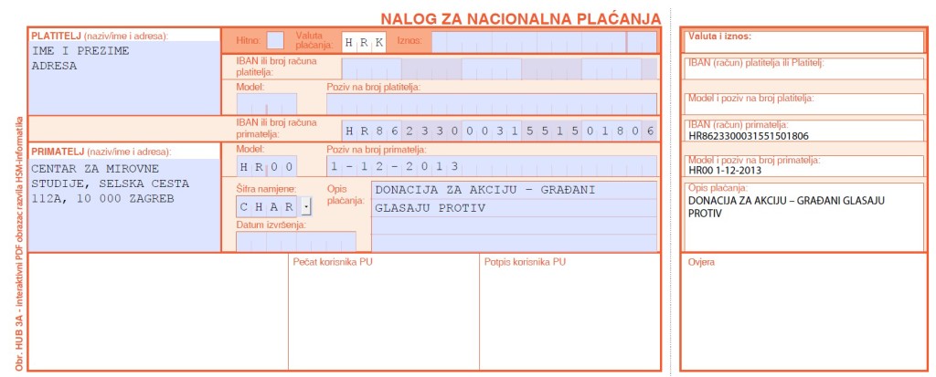 Uplatnica za donaciju